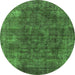 Round Oriental Green Industrial Rug, urb2122grn