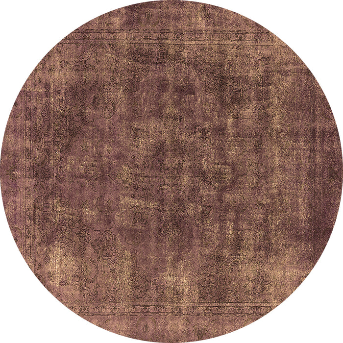 Round Oriental Brown Industrial Rug, urb2122brn