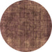 Round Oriental Brown Industrial Rug, urb2122brn