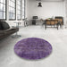 Round Mid-Century Modern Purple Oriental Rug in a Office, urb2122