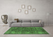 Machine Washable Oriental Green Industrial Area Rugs in a Living Room,, wshurb2122grn