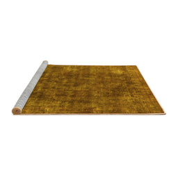 Sideview of Machine Washable Oriental Yellow Industrial Rug, wshurb2122yw