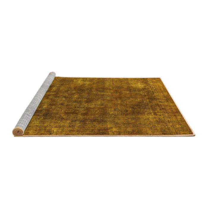 Sideview of Machine Washable Oriental Yellow Industrial Rug, wshurb2122yw