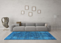 Machine Washable Oriental Light Blue Industrial Rug, wshurb2122lblu