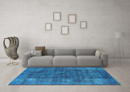 Machine Washable Oriental Light Blue Industrial Rug in a Living Room, wshurb2122lblu