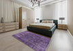 Mid-Century Modern Purple Oriental Rug in a Bedroom, urb2122