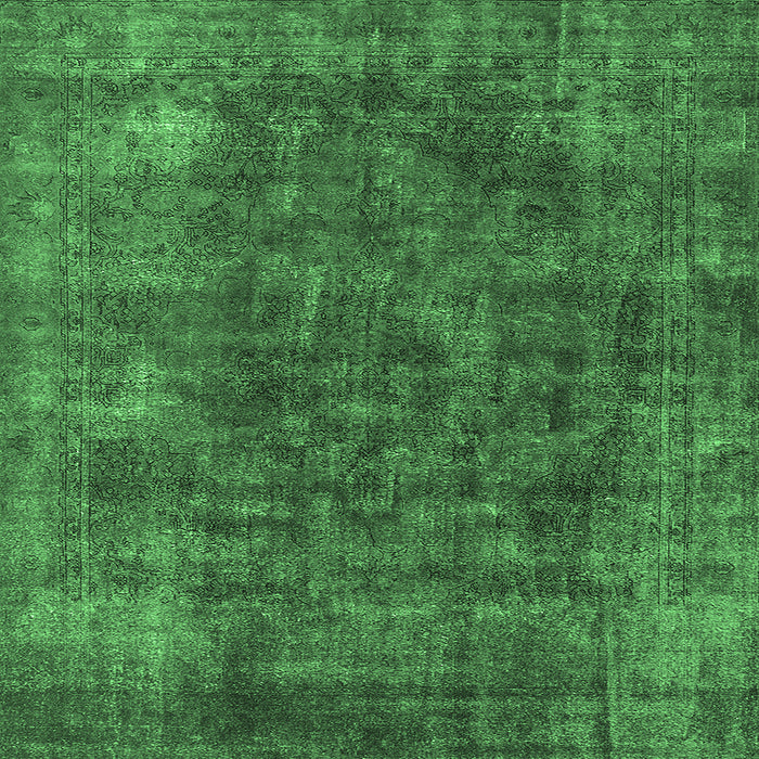 Square Machine Washable Oriental Emerald Green Industrial Area Rugs, wshurb2122emgrn