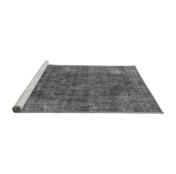 Sideview of Machine Washable Oriental Gray Industrial Rug, wshurb2122gry