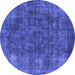 Round Oriental Blue Industrial Rug, urb2122blu