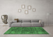 Machine Washable Oriental Emerald Green Industrial Area Rugs in a Living Room,, wshurb2122emgrn