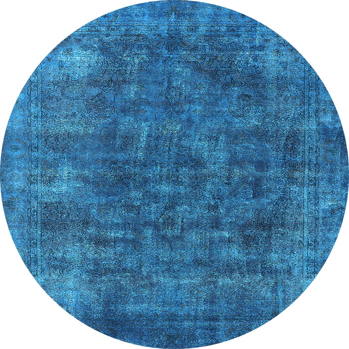 Round Oriental Light Blue Industrial Rug, urb2122lblu
