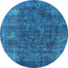 Round Oriental Light Blue Industrial Rug, urb2122lblu