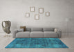 Machine Washable Oriental Turquoise Industrial Area Rugs in a Living Room,, wshurb2122turq