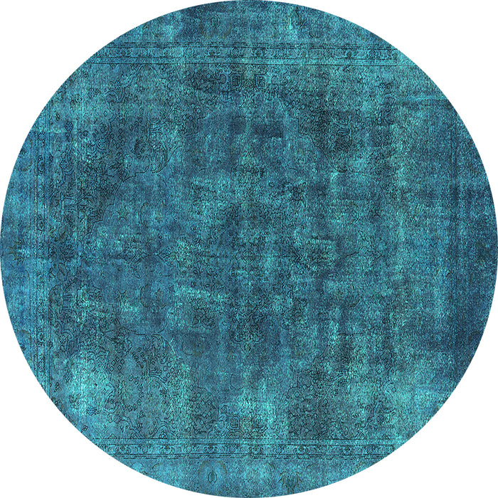 Round Oriental Turquoise Industrial Rug, urb2122turq
