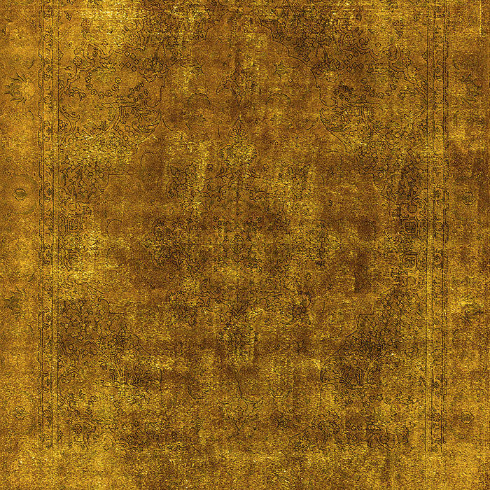 Machine Washable Oriental Yellow Industrial Rug, wshurb2122yw