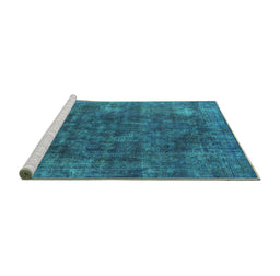 Sideview of Machine Washable Oriental Turquoise Industrial Area Rugs, wshurb2122turq