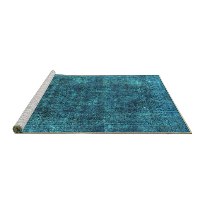 Sideview of Machine Washable Oriental Turquoise Industrial Area Rugs, wshurb2122turq