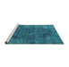 Sideview of Machine Washable Oriental Turquoise Industrial Area Rugs, wshurb2122turq