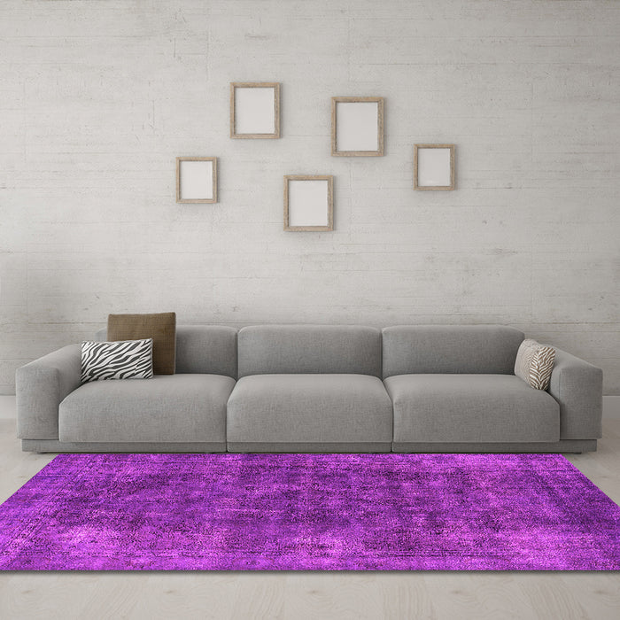Machine Washable Oriental Pink Industrial Rug in a Living Room, wshurb2122pnk