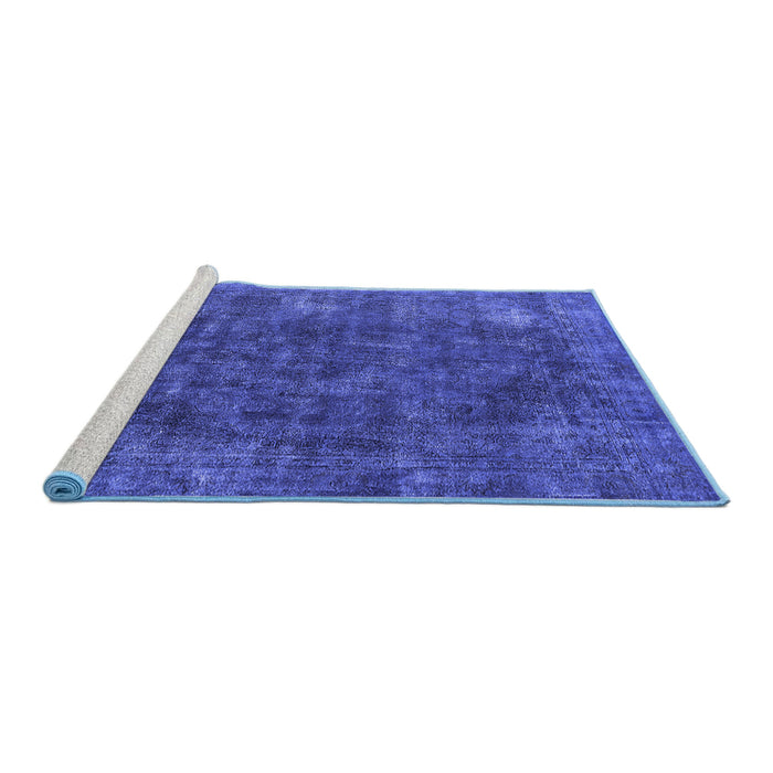 Sideview of Machine Washable Oriental Blue Industrial Rug, wshurb2122blu