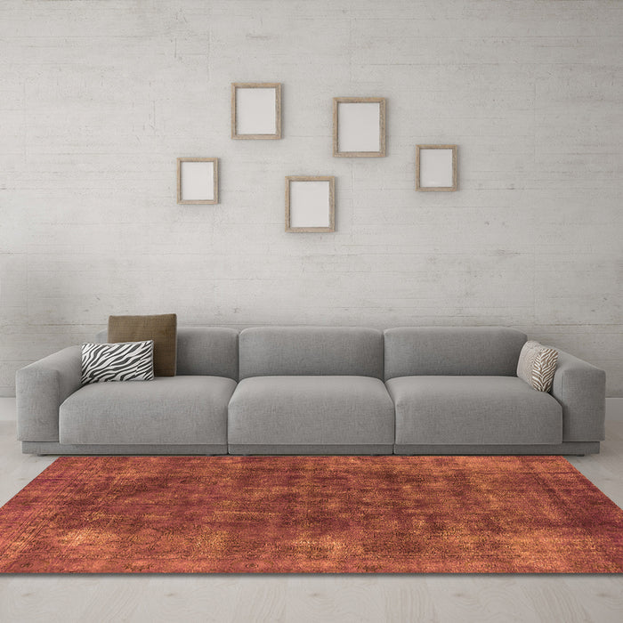Machine Washable Oriental Orange Industrial Area Rugs in a Living Room, wshurb2122org