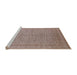 Sideview of Machine Washable Industrial Modern Khaki Rose Pink Rug, wshurb2123