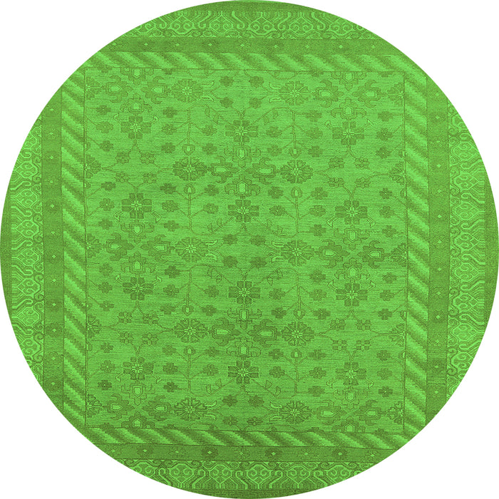 Round Oriental Green Industrial Rug, urb2123grn