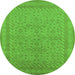 Round Oriental Green Industrial Rug, urb2123grn