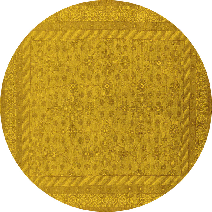 Round Oriental Yellow Industrial Rug, urb2123yw
