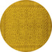 Round Oriental Yellow Industrial Rug, urb2123yw