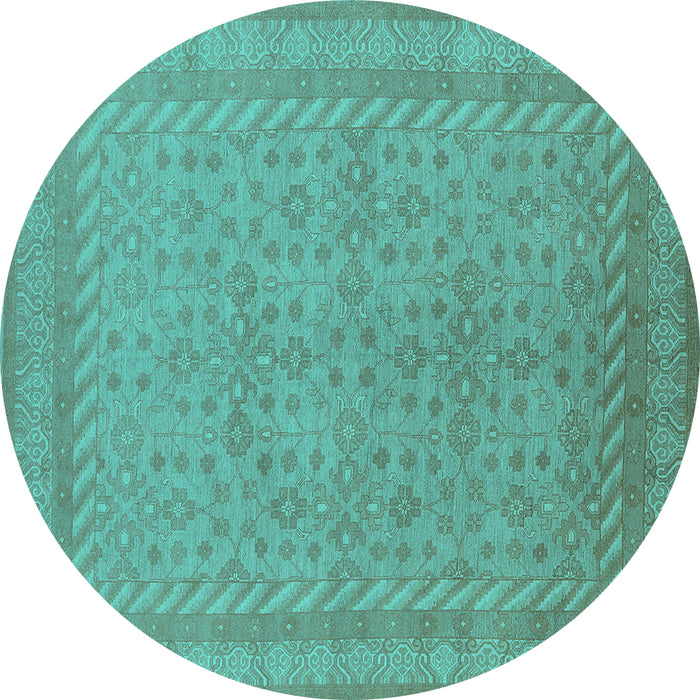 Round Machine Washable Oriental Turquoise Industrial Area Rugs, wshurb2123turq