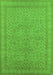 Machine Washable Oriental Green Industrial Area Rugs, wshurb2123grn