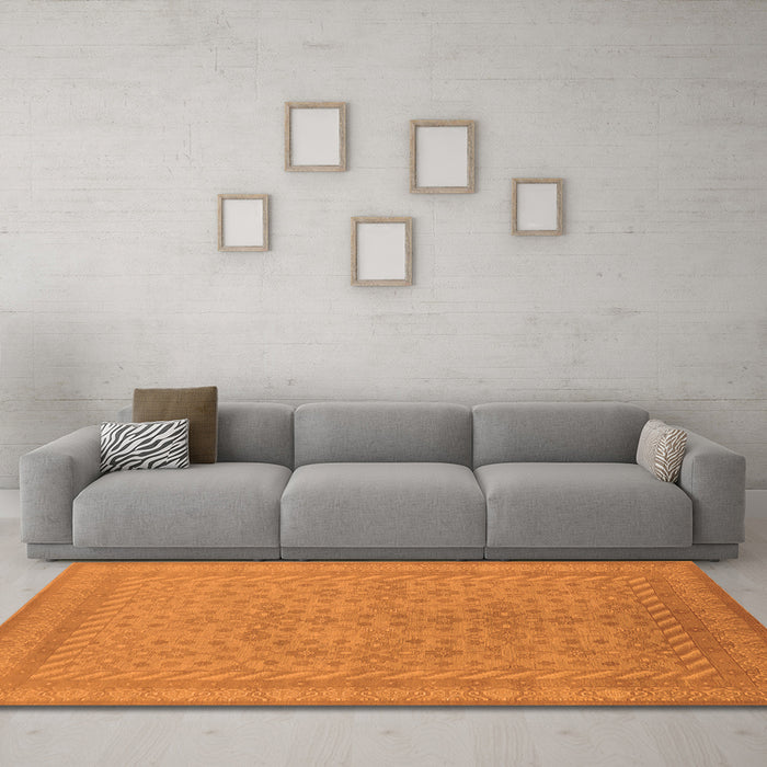 Machine Washable Oriental Orange Industrial Area Rugs in a Living Room, wshurb2123org