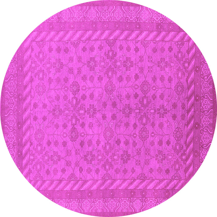 Round Machine Washable Oriental Pink Industrial Rug, wshurb2123pnk