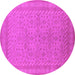 Round Machine Washable Oriental Pink Industrial Rug, wshurb2123pnk