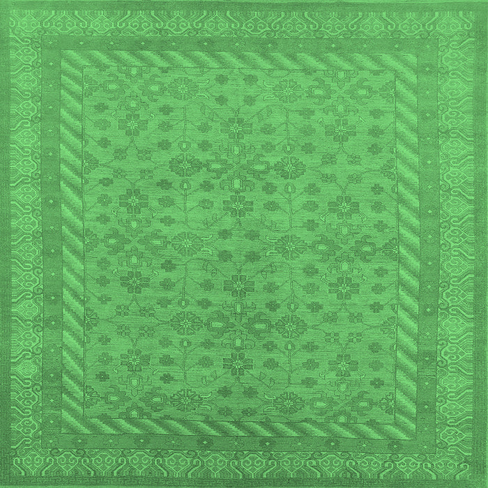 Square Machine Washable Oriental Emerald Green Industrial Area Rugs, wshurb2123emgrn