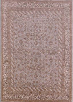 Mid-Century Modern Khaki Rose Pink Oriental Rug, urb2123