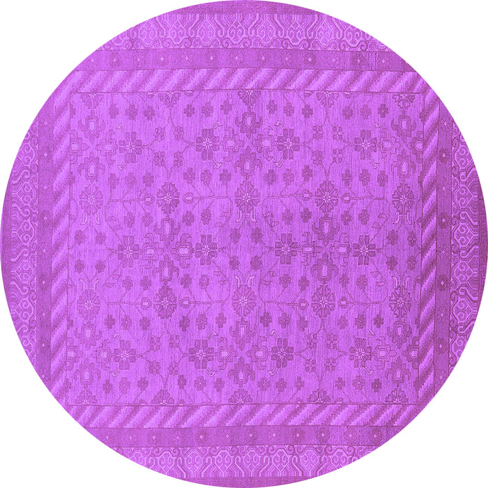 Round Machine Washable Oriental Purple Industrial Area Rugs, wshurb2123pur