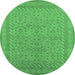 Round Oriental Emerald Green Industrial Rug, urb2123emgrn