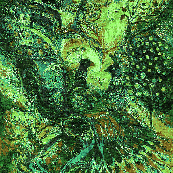 Machine Washable Oriental Green Industrial Area Rugs, wshurb2124grn