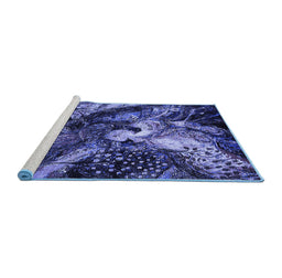 Sideview of Machine Washable Oriental Blue Industrial Rug, wshurb2124blu