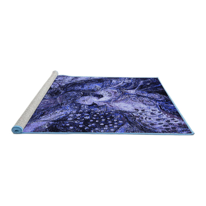 Sideview of Machine Washable Oriental Blue Industrial Rug, wshurb2124blu