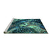 Sideview of Machine Washable Oriental Turquoise Industrial Area Rugs, wshurb2124turq