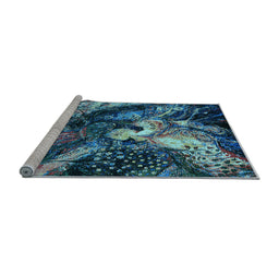 Sideview of Machine Washable Oriental Light Blue Industrial Rug, wshurb2124lblu