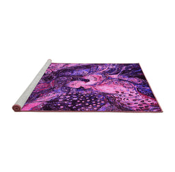 Sideview of Machine Washable Oriental Pink Industrial Rug, wshurb2124pnk