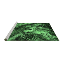 Sideview of Machine Washable Oriental Emerald Green Industrial Area Rugs, wshurb2124emgrn