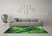 Machine Washable Oriental Green Industrial Area Rugs in a Living Room,, wshurb2124grn