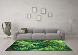 Machine Washable Oriental Green Industrial Area Rugs in a Living Room,, wshurb2124grn