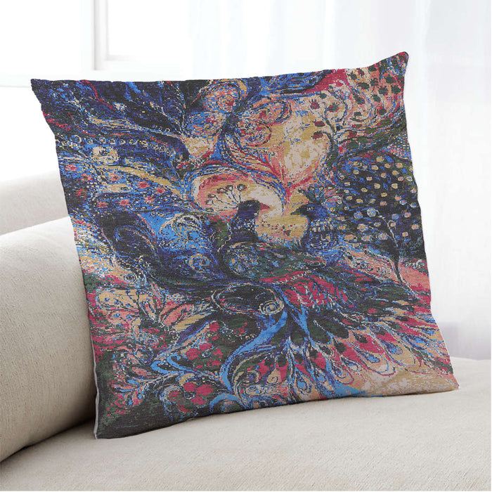 Lifestyle Image of Mid-Century Modern Urban Square Purple Lily Purple Throw Pillow, 18 inch by 18 inch, pwurb2124