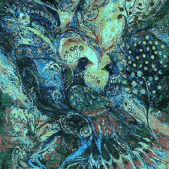 Machine Washable Oriental Turquoise Industrial Area Rugs, wshurb2124turq